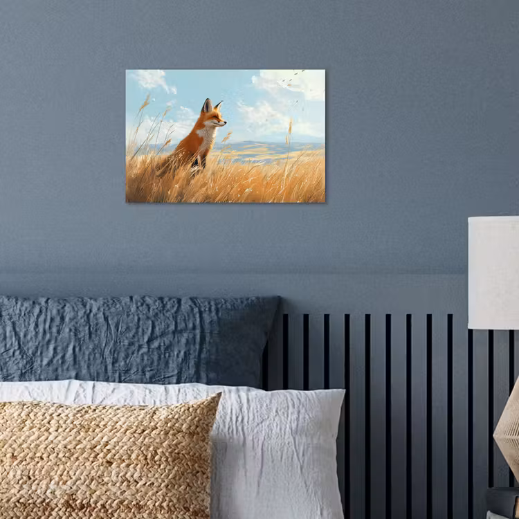 Poster – Vos - Gras - Wolken - Oranje — 3