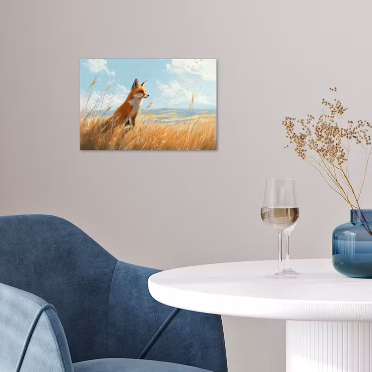 Poster – Vos - Gras - Wolken - Oranje — 4