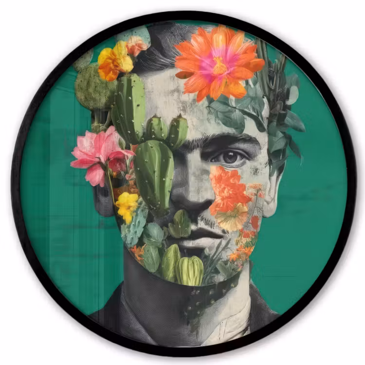 Ronde fotolijst - Man - Planten - Groen — 1