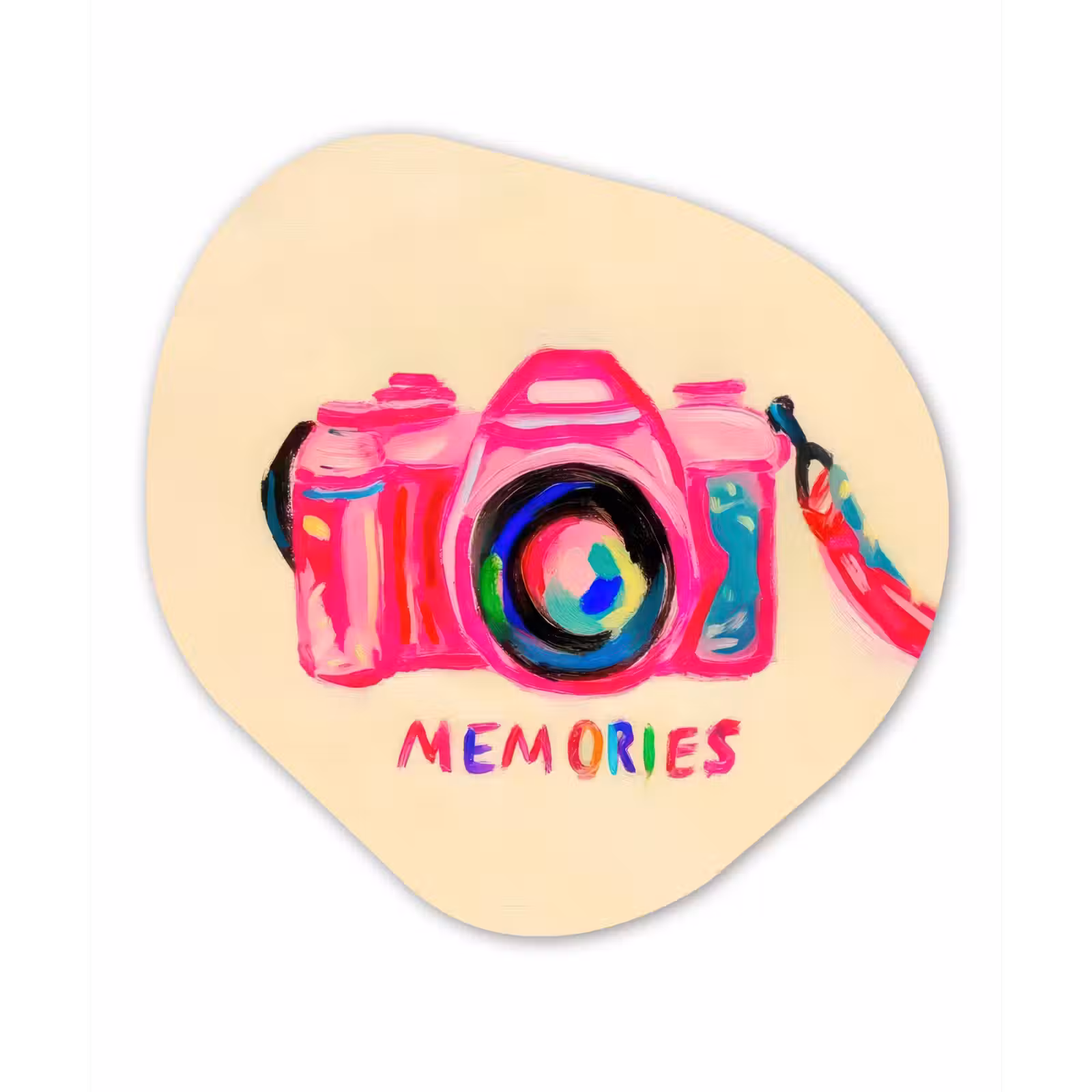 Organisch schilderij - Glas - Camera - Memories - Roze - Geschilderd — 1