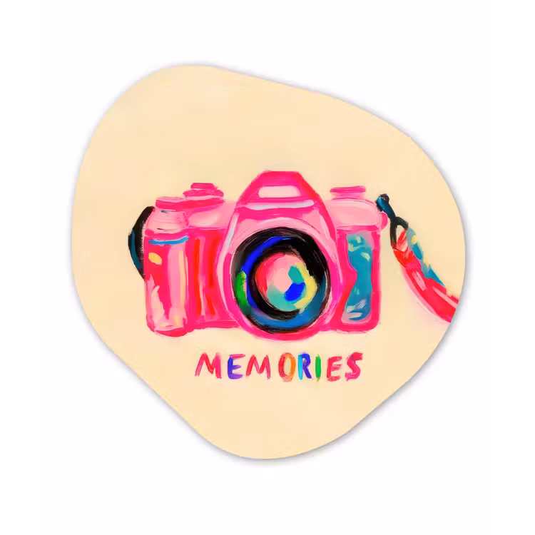 Organisch schilderij - Glas - Camera - Memories - Roze - Geschilderd — 1