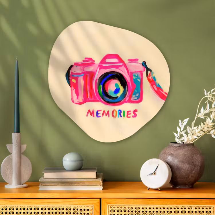 Organisch schilderij - Glas - Camera - Memories - Roze - Geschilderd — 2