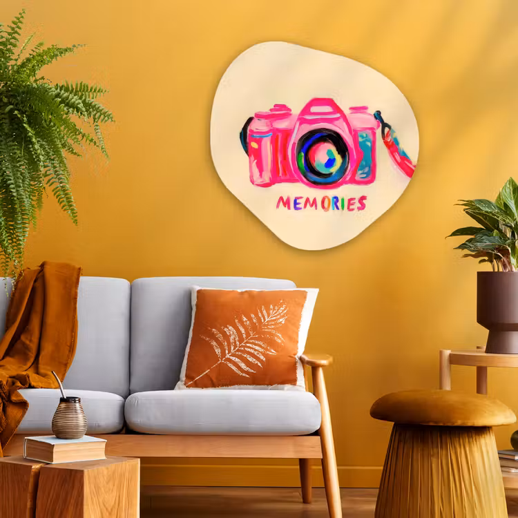 Organisch schilderij - Glas - Camera - Memories - Roze - Geschilderd — 3
