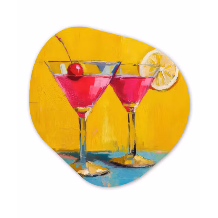 Organisch schilderij - Glas - Glazen - Cocktail - Citroen - Kers — 1