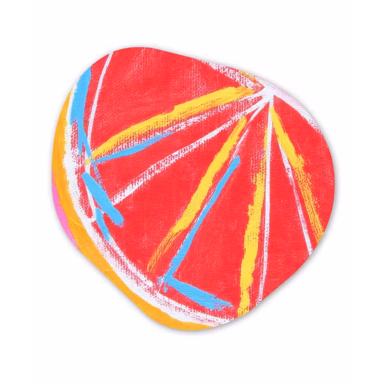 Organisch schilderij - Glas - Grapefruit - Geschilderd - Roze - Strepen — 1