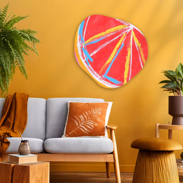 Organisch schilderij - Glas - Grapefruit - Geschilderd - Roze - Strepen — 3
