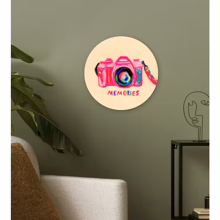 Muurcirkel glas - Camera - Memories - Roze - Geschilderd — 3