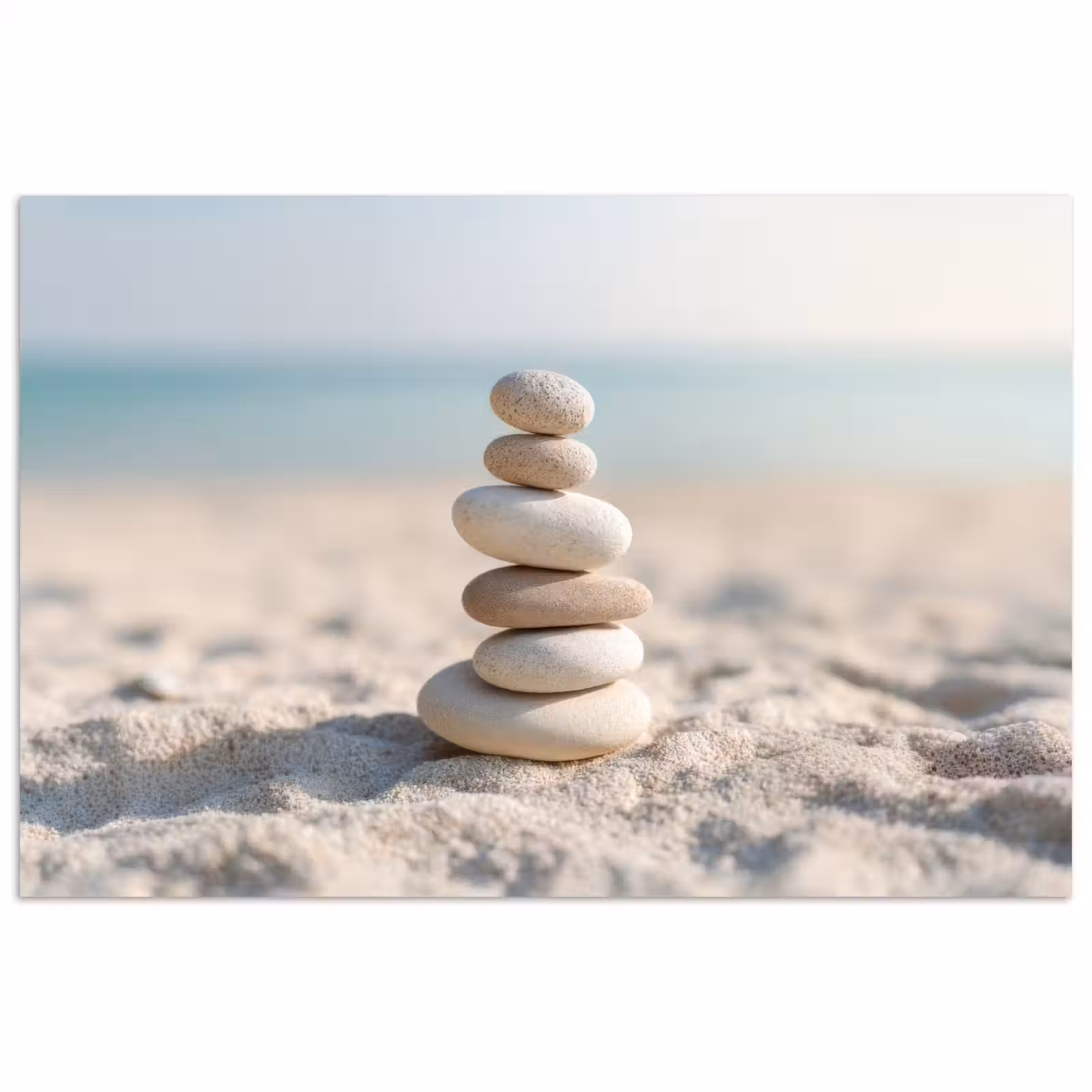 Poster – Stenen - Stapel - Zand - Zee — 1