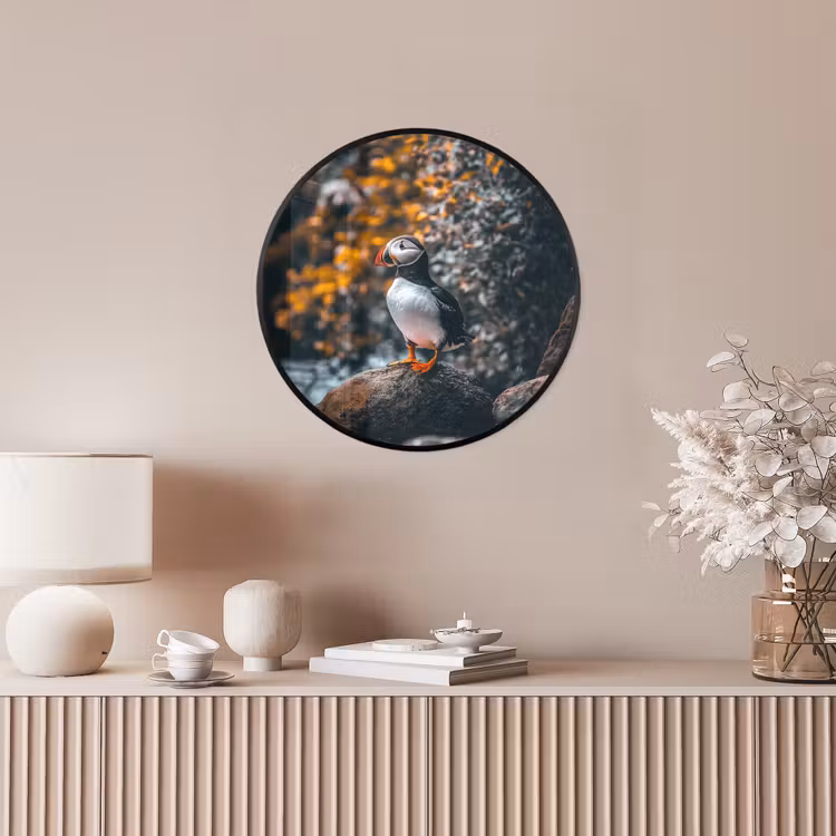 Ronde fotolijst - Papegaai - Vogel - Rots - Wit — 5