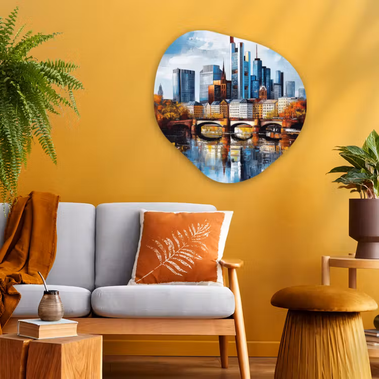 Organisch schilderij - Glas - Bomen Frankfurt- Stad - Skyline - Brug — 3