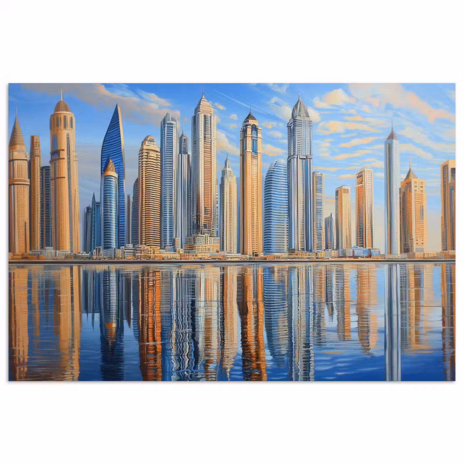 Poster – Skyline - Wolkenkrabbers - Water - Blauw — 1