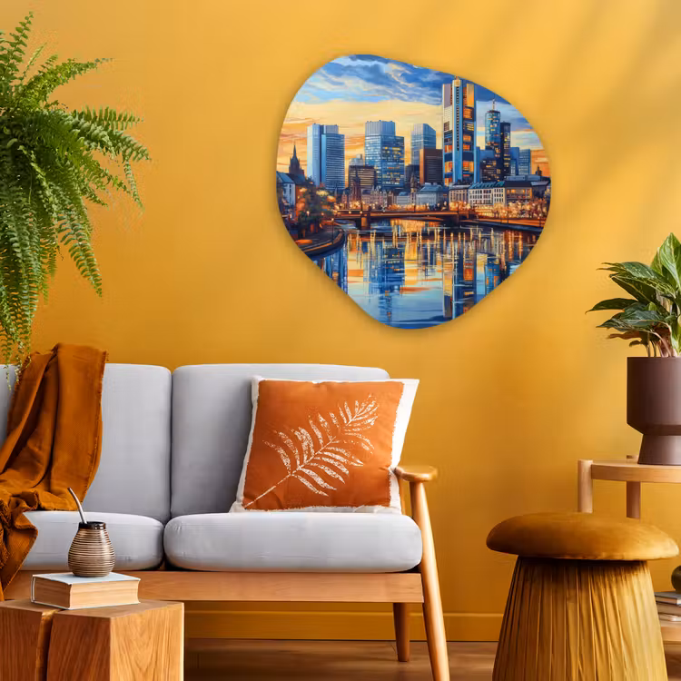 Organisch schilderij - Glas - Zonsondergang Frankfurt - Stad - Skyline - Water — 3
