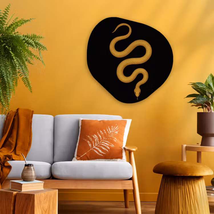 Organisch schilderij - Glas - Slang - Minimalistisch - Goud — 3