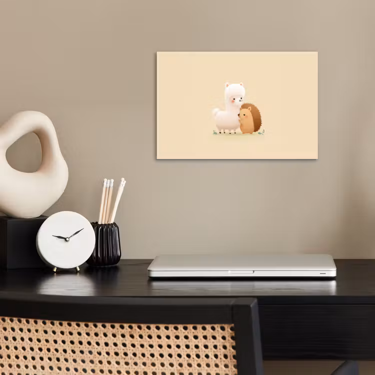 Poster – Alpaca - Egel - Bruin - Knuffelen — 2