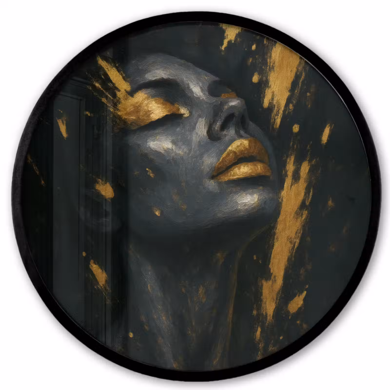 Ronde fotolijst - Gezicht - Vrouw - Verfspatten - Abstract — 1