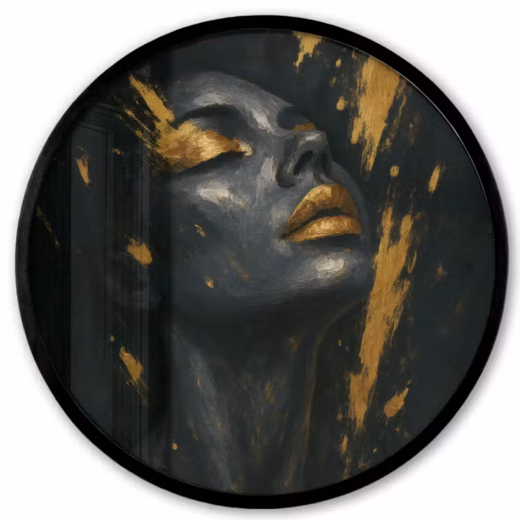 Ronde fotolijst - Gezicht - Vrouw - Verfspatten - Abstract — 1