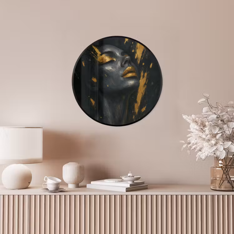 Ronde fotolijst - Gezicht - Vrouw - Verfspatten - Abstract — 5