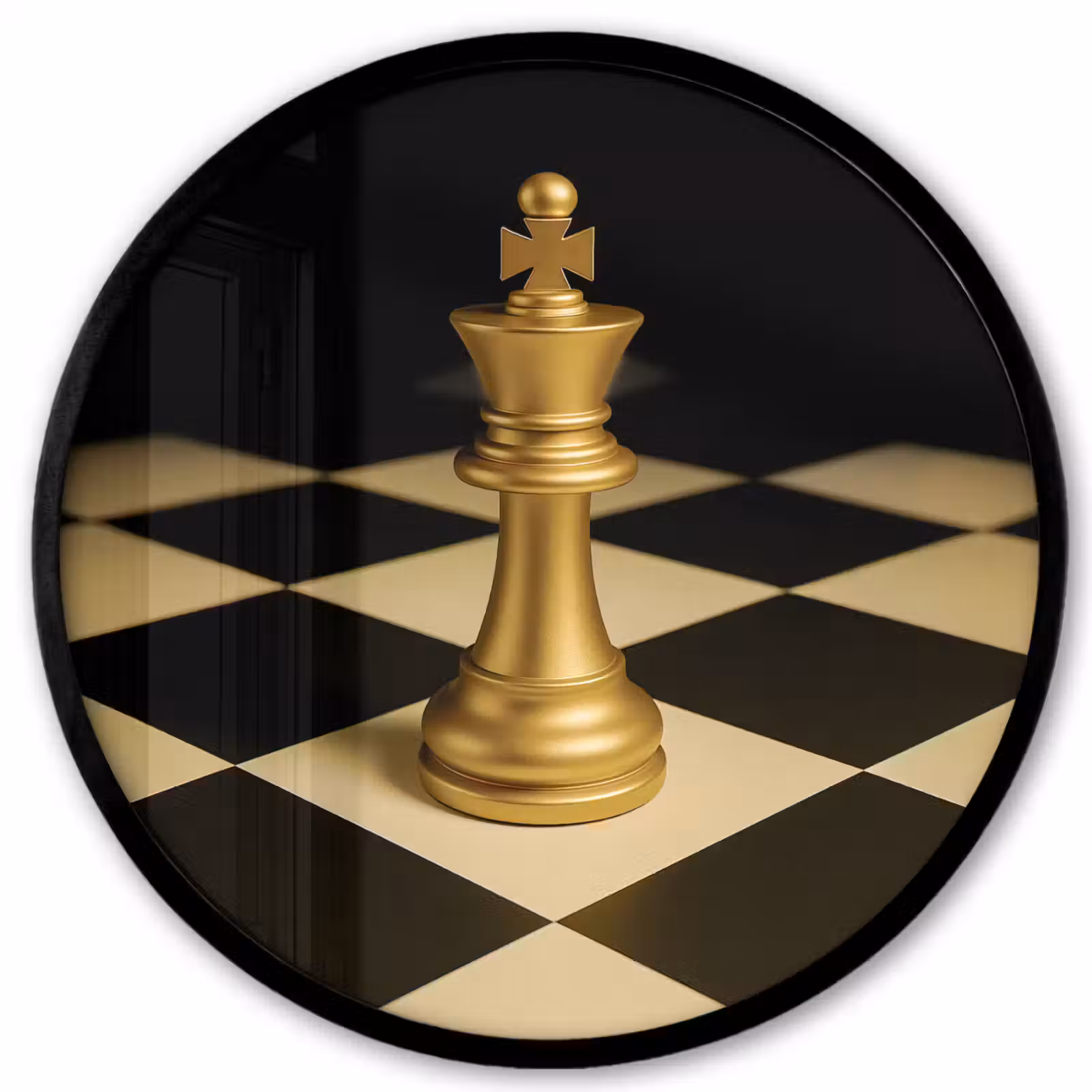 Ronde fotolijst - Schaakstuk - Koning - Schaakbord - Geblokt — 1