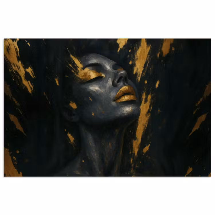 Poster – Gezicht - Vrouw - Verfspatten - Abstract — 1