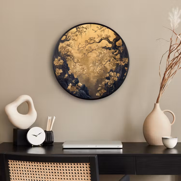 Ronde fotolijst - Bloemen - Takken - Goud - Sierlijk — 3