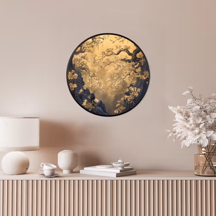 Ronde fotolijst - Bloemen - Takken - Goud - Sierlijk — 5