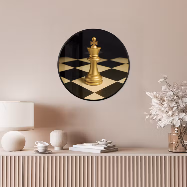 Ronde fotolijst - Schaakstuk - Koning - Schaakbord - Geblokt — 5