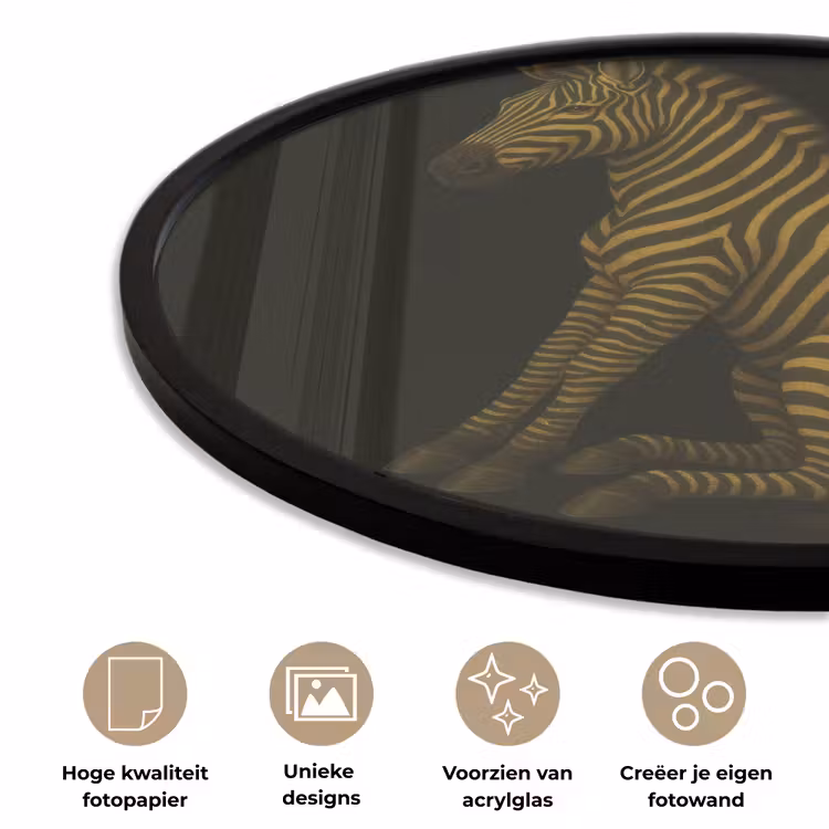 Ronde fotolijst - Zebra - Strepen - Goud — 2