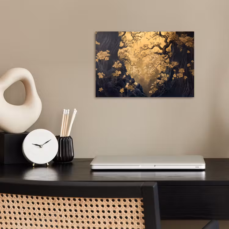 Poster – Bloemen - Takken - Goud - Sierlijk — 2