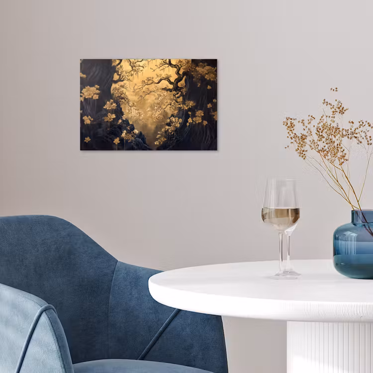 Poster – Bloemen - Takken - Goud - Sierlijk — 4