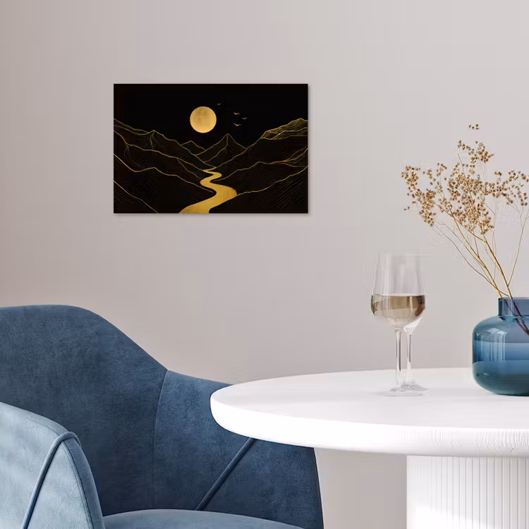 Poster – Rivier - Goud - Maan - Vogels — 4