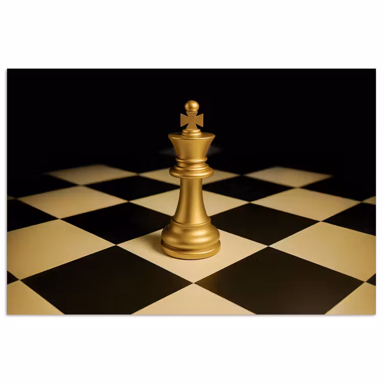 Poster – Schaakstuk - Koning - Schaakbord - Geblokt — 1