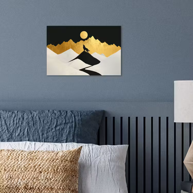 Poster – Wolf - Bergen - Maan - Zwart — 3