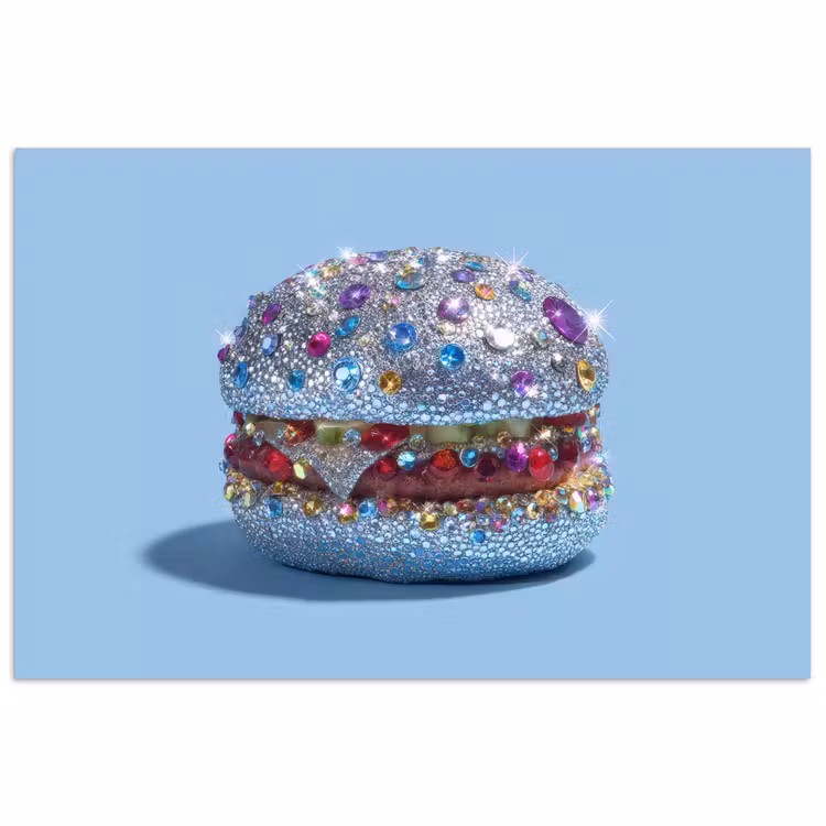 Poster – Glitters - Hamburger - Blauw — 1
