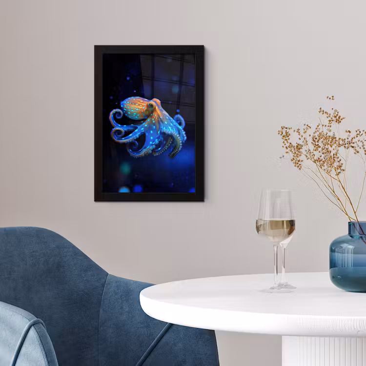 Poster met lijst - Octopus - Stippen - Blauw - Zee — 4