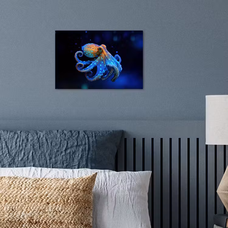Poster – Octopus - Stippen - Blauw - Zee — 3