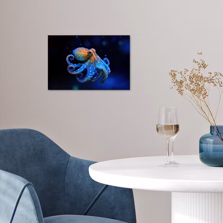 Poster – Octopus - Stippen - Blauw - Zee — 4