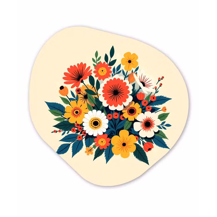 Organisch schilderij - Glas - Boeket - Bladeren - Illustratie - Kleurrijk — 1