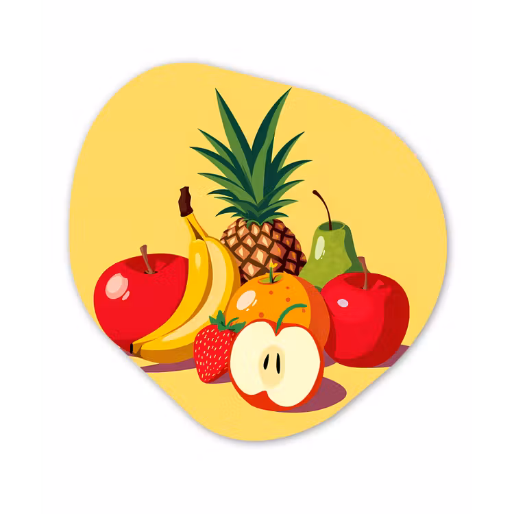 Organisch schilderij - Glas - Fruit - Illustratie - Kleurrijk — 1