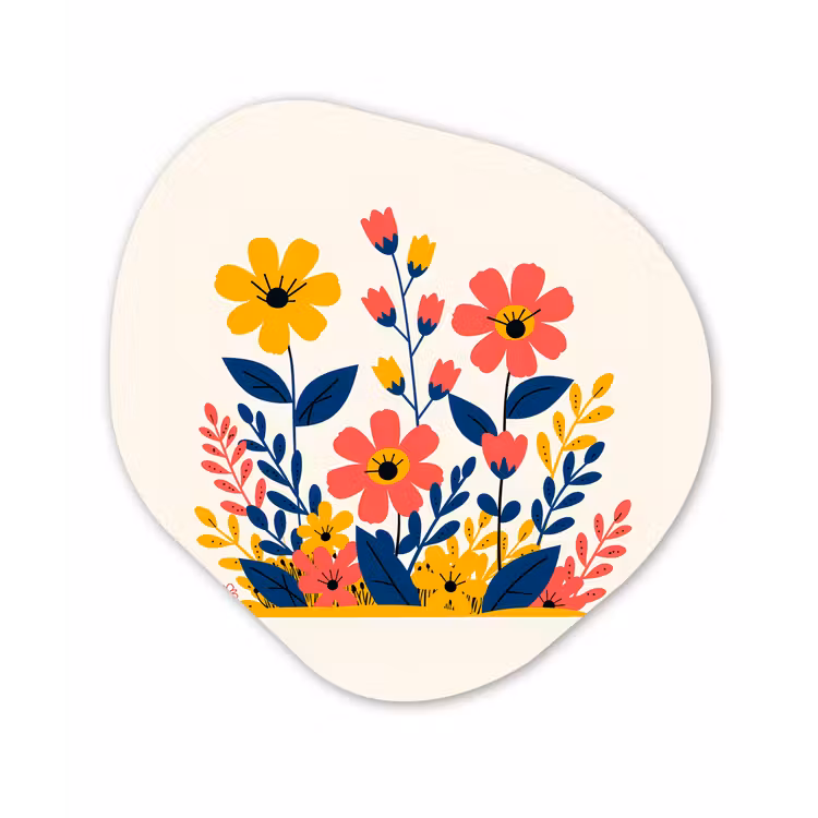 Organisch schilderij - Glas - Illustratie - Bloemen - Bladeren - Roze — 1
