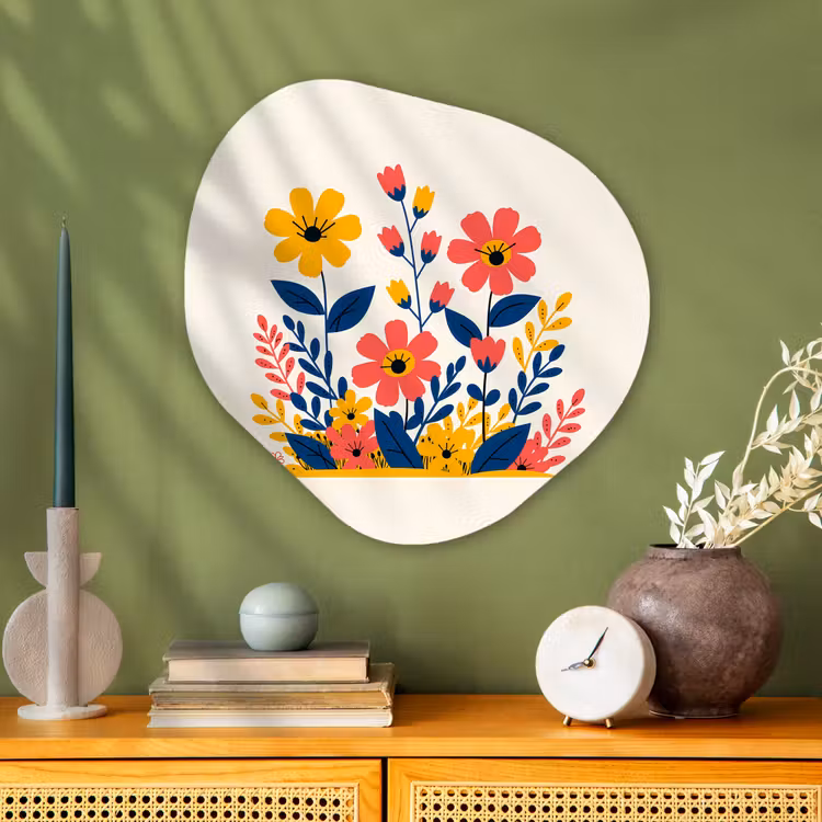 Organisch schilderij - Glas - Illustratie - Bloemen - Bladeren - Roze — 2
