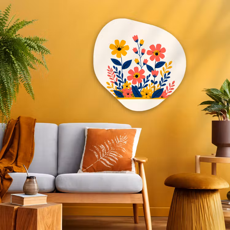Organisch schilderij - Glas - Illustratie - Bloemen - Bladeren - Roze — 3