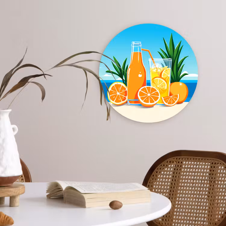 Muurcirkel glas - Sinaasappels - Ijsblokjes - Zee - Illustratie — 4