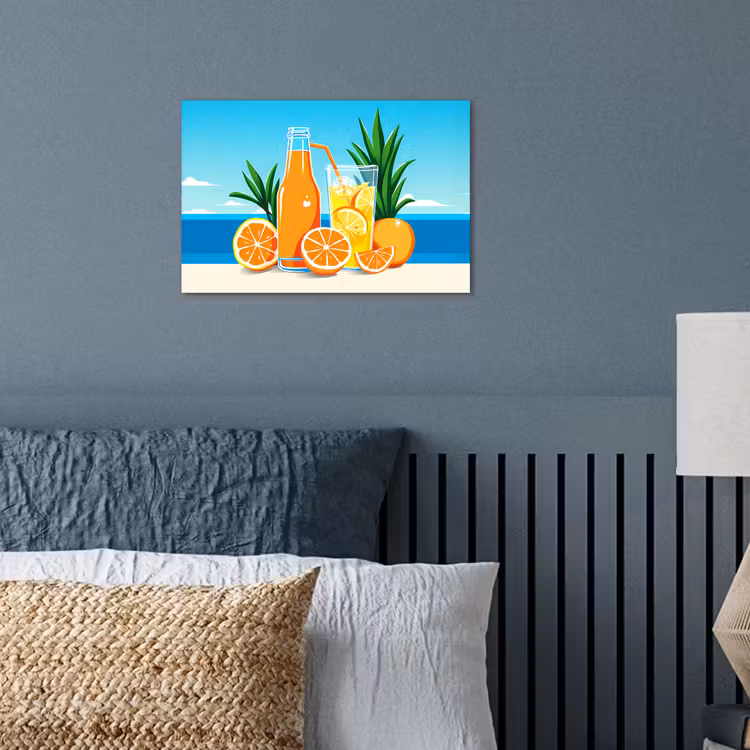 Poster – Sinaasappels - Ijsblokjes - Zee - Illustratie — 3