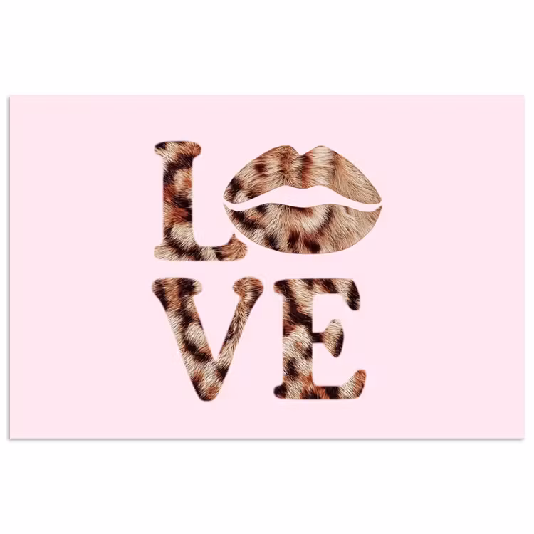 Poster – Tekst - Love - Pantervacht - Lichtroze — 1