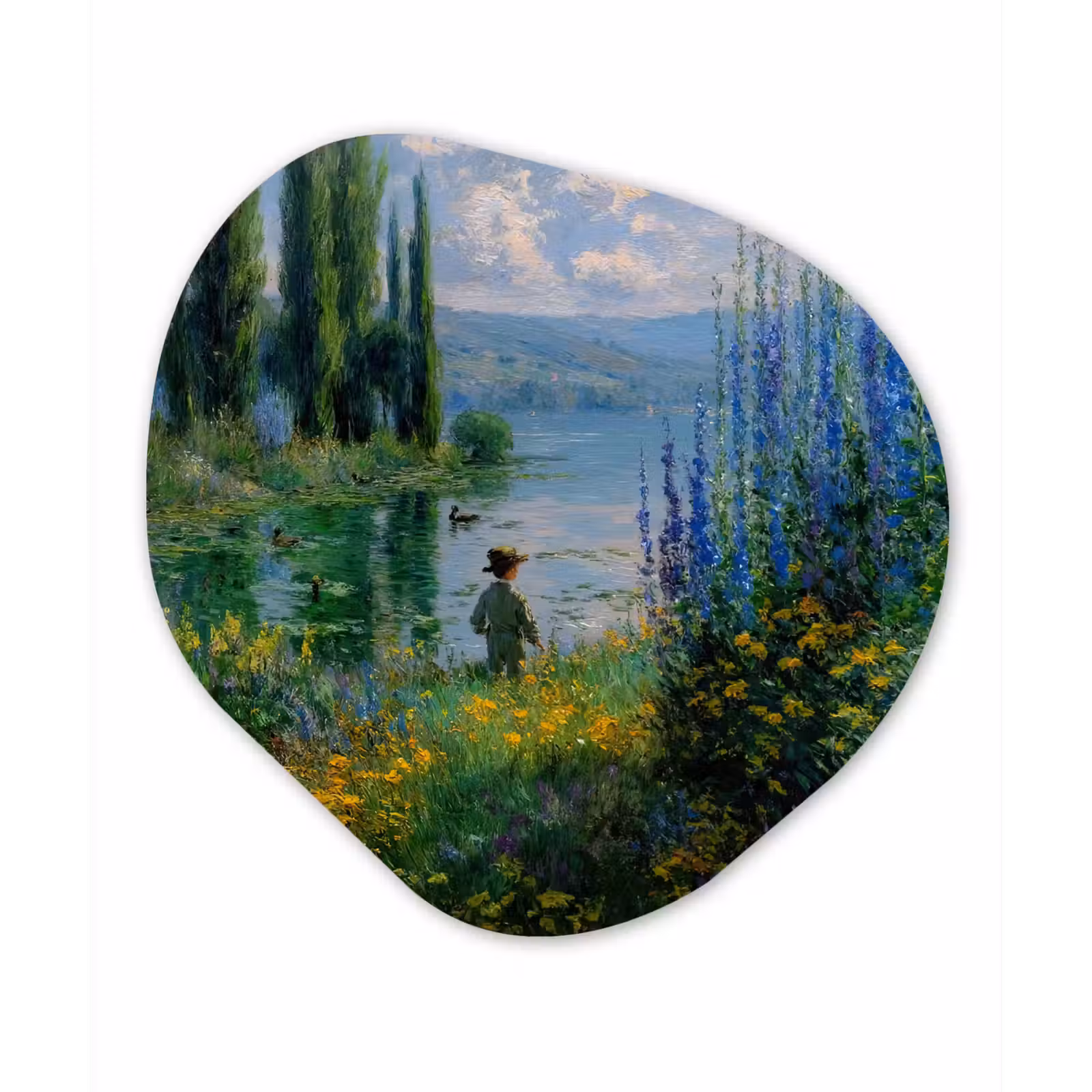 Organisch schilderij - Glas - Bloemen - Meer - Bergen - Groen — 1