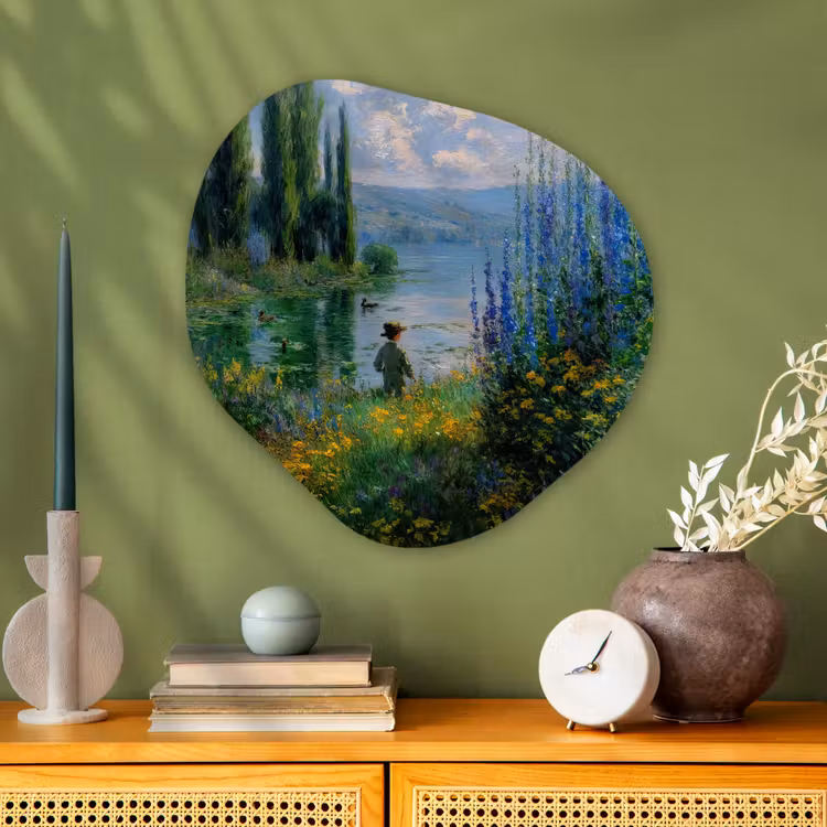 Organisch schilderij - Glas - Bloemen - Meer - Bergen - Groen — 2