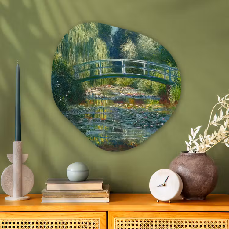 Organisch schilderij - Glas - Brug - Hout - Vijver - Waterlelies — 2