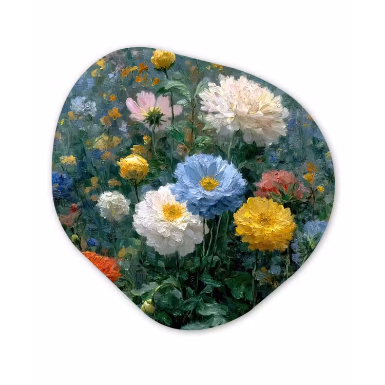 Organisch schilderij - Glas - Close-up - Veld - Bloemen - Kleurrijk — 1