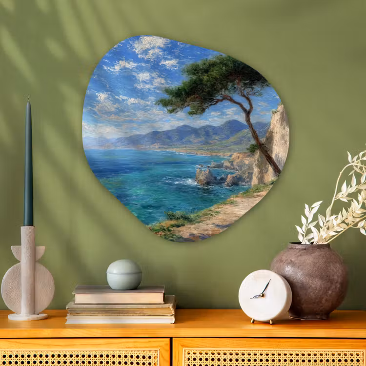Organisch schilderij - Glas - Rotsen - Kustlijn - Boom - Bergen — 2