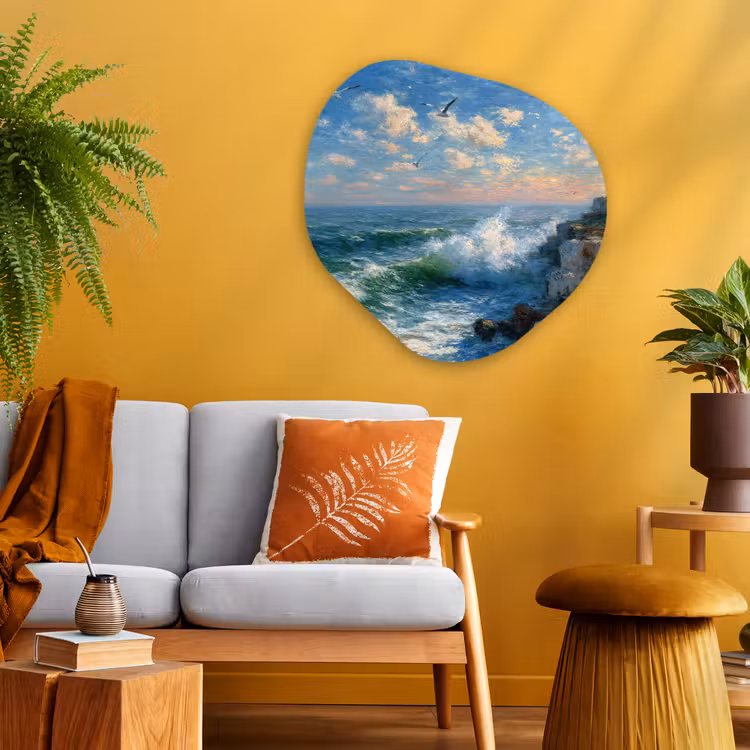 Organisch schilderij - Glas - Zee - Golven - Rotsen - Meeuwen — 3